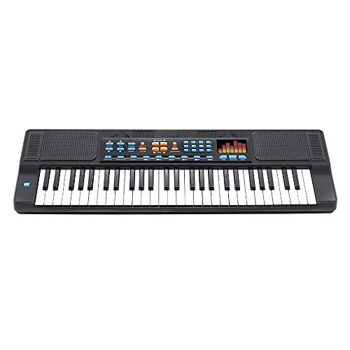 Teclado Infantil com Microfone 54 Teclas HS5460A 70cm, DM Toys, Preto, DMT5700