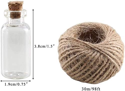 AILANDA 50Pcs Small Glass Bottles with Cork Lids, 5ml Clear Mini Glass Bottles Empty Spell Jars with String Tiny Wishing Bottles for Weddings Birthday Party Favours DIY Crafts Storage Accessories