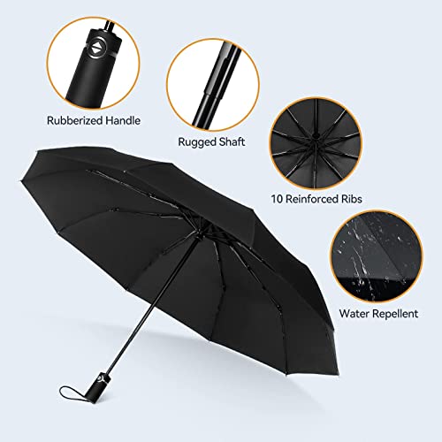 Creamic Travel Folding Umbrella, Windproof Compact Travel Umbrella With 12 Rib Automatic Folding Lightweight Portable Umbrella Strong Reinforced Windproof Rain Umbrella For Sun Protection (T3) #TOP2
