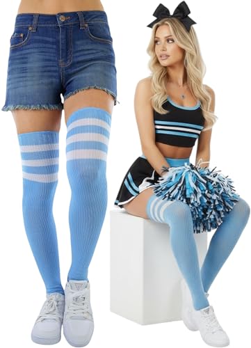 Image of ToBeInStyle Women's Over The Knee Thick Long Socks Thigh High w / 3 Contrast Stripe