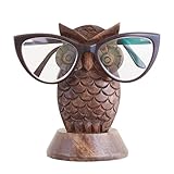 Eximious India Birthday Gifts Wooden Owl Glasses Holder Night Stand Reading Eyeglass Retainer Gifts for Adults Women Men Him Her Mom Dad Car SPWAL03