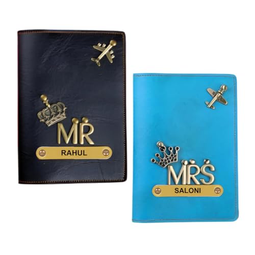 Image of ncgifts Couple Personalized Passport Cover for Men and Women | Customized Travel Accessories Organizer | Vegan Leather Passport Holder | Unisex Handcrafted Gift | Gift for Birthday /Anniversery