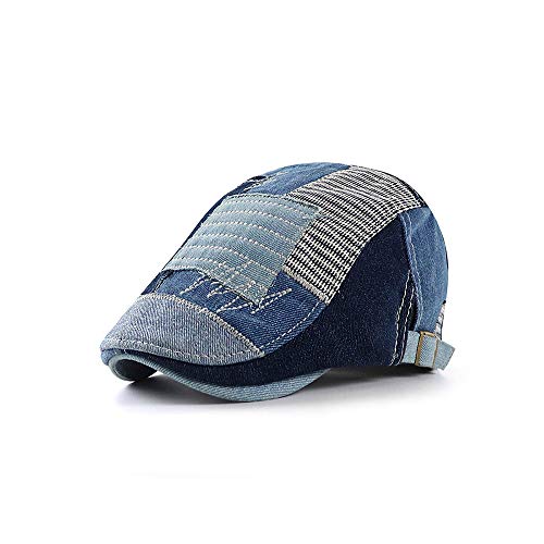 Aodrusa Womens Patch Sun Hat Denim Adjustable Caps Flat Ivy Gatsby Outdoor Headwear Blue One Size