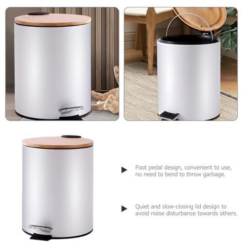 Caneca de Basura Abaodam 5l con Pedal Silencioso y Tapa Blanca miniatura 4
