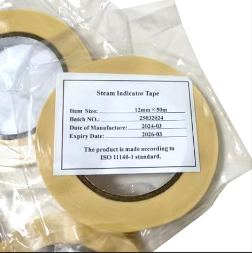 Feleolibe 5Rolls Autoclave Sterilizer Indicator Tape for Steam Sterilization (1/2\",60 Yards/Roll)