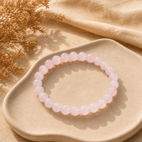 Image of VAMA Siddh Rose Quartz Love Attraction Bracelet | Certificate of Authenticity | Beautifully Crafted with Healing Crystals | Rose Quartz Astrology Bracelet for Women and Men