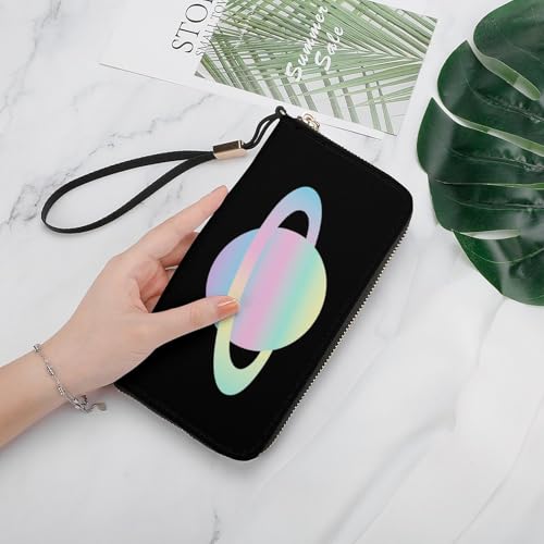 Colourful Earth Leather Wallet Fashion Bifold Purse Long Pouch with Wrist Strap for Men Women4