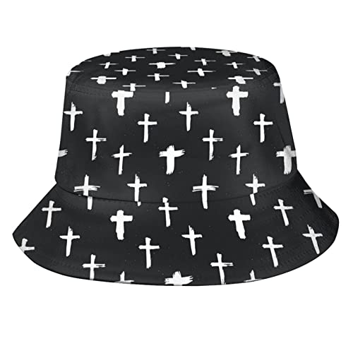 Christian Jesus Cross Bucket Hat Packable Wide Brim Hats Summer Travel Sun Cap Outdoor Jesus Fisherman Hat for Women Men