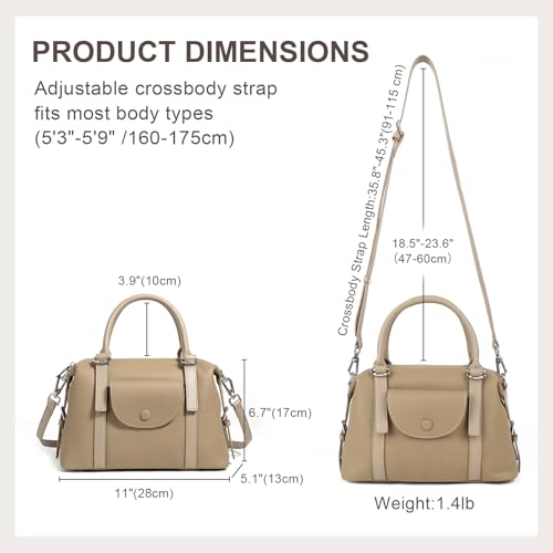 Handbags for Women, Genuine Leather Crossbody Bag Top Handle Bag with Adjustable Detachable Strap4