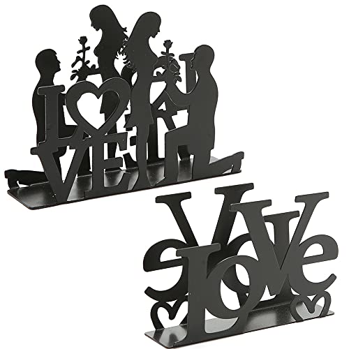 2 Stück Schwarzer Serviettenhalter, Kreativer Serviettenhalter, Serviettenhalter aus Metall, Tisch Metall Serviettenspender, für Küchenarbeitsplatten, Esstische, Picknicktische, Couchtisch, Bar Cover