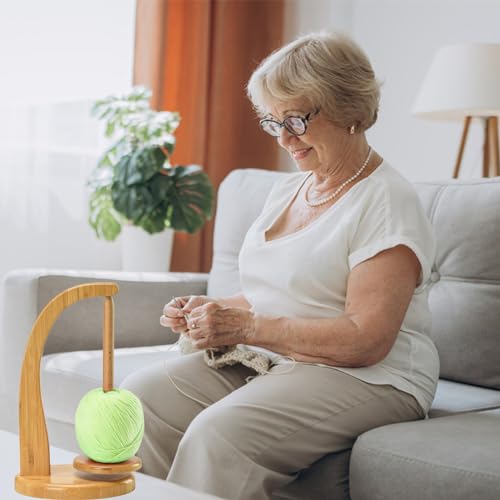 UMLIPOT Wollabwickler, Wollhaspel Rotierender Magnetischer Wollknäuelhalter,Yarn Winder Garnrollenhalter wollabwickler Holz Wollhalter wollwickler für Häkel- und Strickzubehör-Geschenke(Lackfarbe)