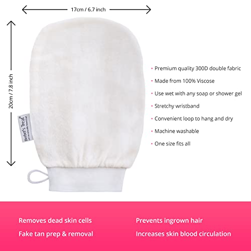 Berber’s Treat Kese Peelinghandschuh Körper - Peeling Schwamm und Eingewachsene Haare Behandlung (Weiß)