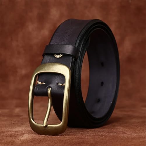 3.8 Width Cowhide Thick Leather Men's Brass Buckle Belts Jeans Belts For Men3