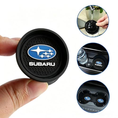 Image of Black Silicone Car Coasters for Subaru Series Series Non-Slip Car Cup Holder Coasters,Car Interior Accessory for Car Cup Holder 2.75IN 2Pack