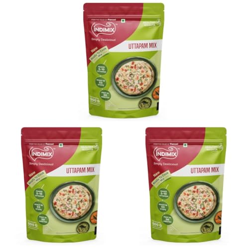 Image of INDIMIX Instant Uttapam Mix 500g | Ready-to-Cook South Indian Breakfast | Soft & Fluffy Uttapam in 3 Easy Steps | Authentic Homemade Taste | Quick & Convenient (Pansari) (Pack of 3)