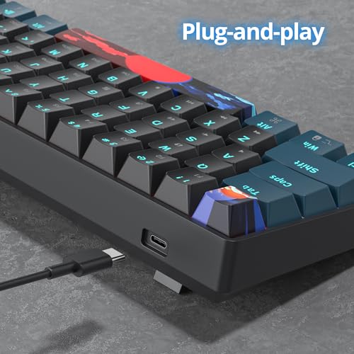 Image of 60 Percent Gaming Keyboard 61 Keys Portable Mechanical Keyboard Rainbow Backlit Ultra Compact Wired Keyboard Red Switch for PC Laptop Gamer(61 Monster-B)