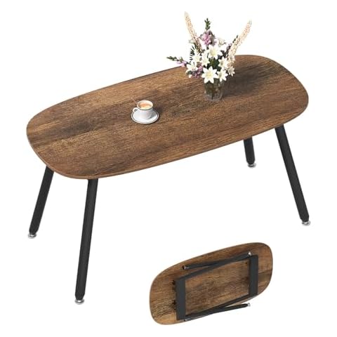 WOHOMO Rustic Folding Coffee Table for Small Spaces Cover