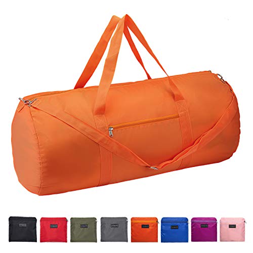 Vorspack Duffel Bag 28 Inches Foldable Lightweight Gym Bag with Inner Pocket for Travel Sports - Orange