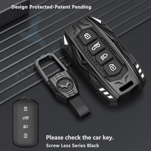 Image of Screwless Series Car Key Cover Compatible with TATA Sierra Adventure, Accomplished, Curve EV, Harrier EV Adventure & Fearless | 4 Button Smart KeyCase | Silicone KeyShell with Keychain