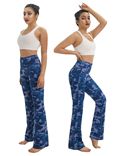 Image of BUBBLELIME 29 inch /31 inch /33 inch /35 inch /37 inch Women High Waist Bootlegs Yoga Pants Tummy Control Bootcut Workout Flared Out Pockets