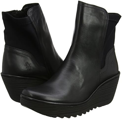 FLY London Womens Yuan Casual Winter Wedges Fashion Leather Ankle Boots - Black - 11 | Image 6