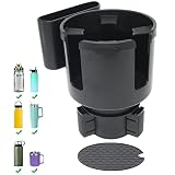 2 in 1 Car Cup Holder Expansion Adapter，with Offset Adjustable Base，with Cell Phone Holder，Compat