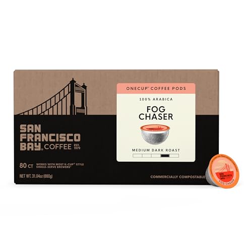 Image of San Francisco Bay K-Cup Coffee Pods, Fog Chaser (80 ct), Medium-Dark Roast, Commercially Compostable Single-Serve Coffee Pods