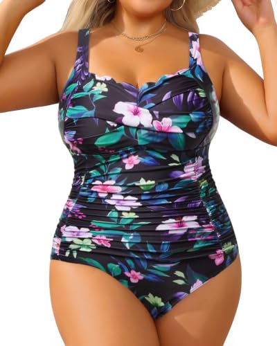 Image of Aqua Eve Womens Plus Size One Piece Swimsuit- Tummy Control Bathing Suit Full Coverage Swimwear
