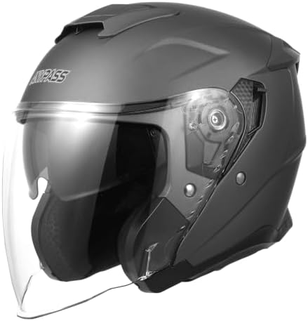 ANYPASS Motorradhelm,Jethelm mit Visier & Sonnenblende | ECE 22.06,Herausnehmbares, waschbares Innenfutter | Komfortpolsterung | geeignet für Mofa, Roller & E-Scooter