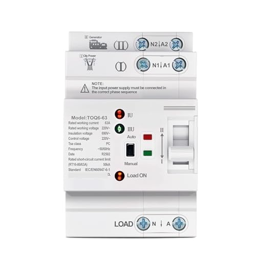 Interruptor de transferencia automática 2P 63A conmutador doble potencia 220V riel DIN TOQ6