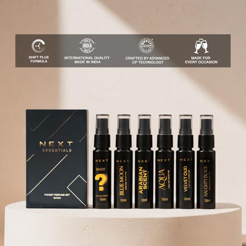Image of Next Care Essentials Perfume Set for Men & Women - 6 x 10ml | Fresh, Woody, Musky, Fragrance Eau De Parfum (EDP) | Long Lasting & Everyday Wear |Birthday Gift for Man & Woman, Unisex