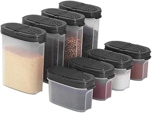 SIGNORA WARE Signoraware Premium Gewürzboxen Aufbewahrungsboxen für Gewürze in groß und klein mit praktischen Streuer aus BPA-Freiem Plastik luftdichtes Vorratsdosen Set für die Küche - 8er Pack
