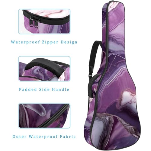 Housse guitare acoustique imperméable texture marbre violet 108cm