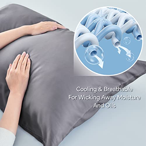 Image of BEDELITE King Pillow Cases Set of 2, Rayon Derived from Bamboo, Grey | Cooling and Breathable Pillow Cover for Hot Sleepers & Night Sweats, Silky Soft Cozy, Envelope Closure, 20x36 Inches