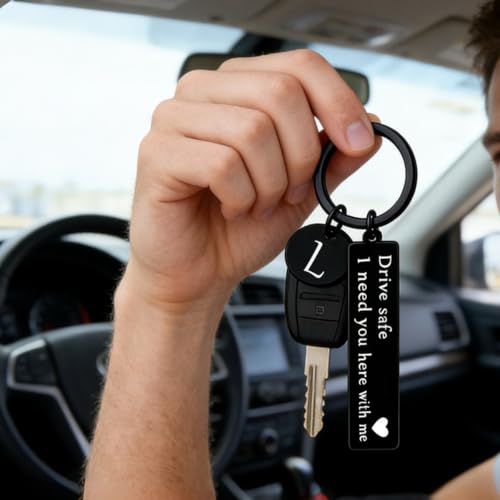 Image of drive safe keychain for him key rings for her men boyfriend