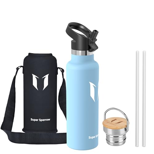 Super Sparrow Trinkflasche Edelstahl -620ml- Auslaufsicher Thermoskanne, BPA-Frei Wasserflasche - Kohlensäure Thermosflasche für Kinder, Sprudel, Sport, Schule, Fitness, Outdoor, Camping