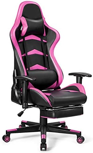 GOFLAME Gaming Chair Racing Type, Swivel Rolling Ergonomic Laptop Chair with Headrest Lumbar Help, Govt Workplace Therapeutic massage Chair with Reclining Excessive Again Footrest Backrest Adjustable Armrest