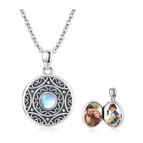 Medaillon Kette 925 Sterling Silber Damen Personalisierte Foto Anhänger Halskette Amulett Medaillon zum öffnen Cover