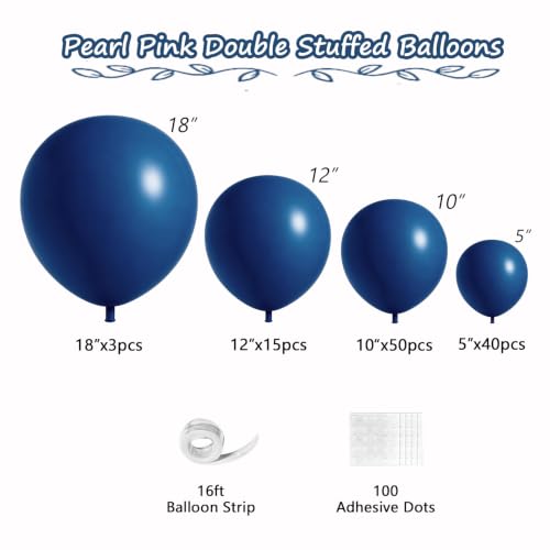 Image of 108Pcs Double Stuffed Navy Blue Balloon Garland Arch Kit