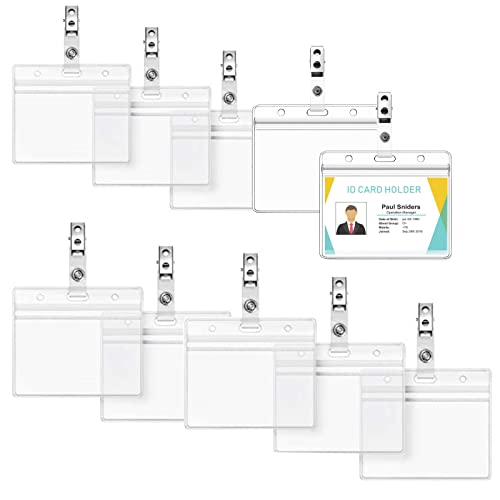 Badge Holder Horizontal,10pcs Soporte para tarjetas de identificación,Tarjetas de Identificación con Clip,Juego de tarjetas de identificación para escuelas, exposiciones, conferencias