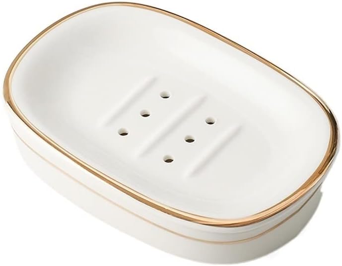 Shower Wall Soap Holder Nordic Style Ceramic Soap Dish Drain Soap Dish Indoor Washbasin Bathroom Kitchen Double-Layer Soap Dish Simple Soap Rack Bathroom Soap Dishes (Color : 1) (F)