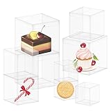 Cimeton 30Pcs 6x6x6cm, 8x8x8cm and 10x10x10cm Square Clear Gift Boxes for Favors, 3 Sizes Transparent Plastic Wrapping Box Cube Box with Lids for Candy Birthday Wedding Party