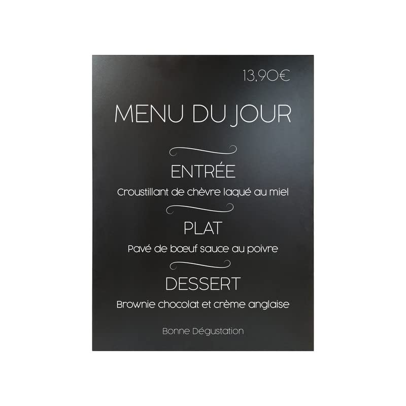 Plaque ardoisine mélaminée double face de dimensions 80 x 60 cm Noir