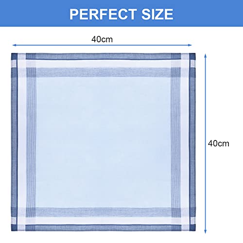 Aomig Men's Cotton Gents Hankies Set, 12 Pack Large Handkerchiefs, Premium Pocket Squares for Men & Women, Classic Hankies for Grooms, Weddings, Prom, Party