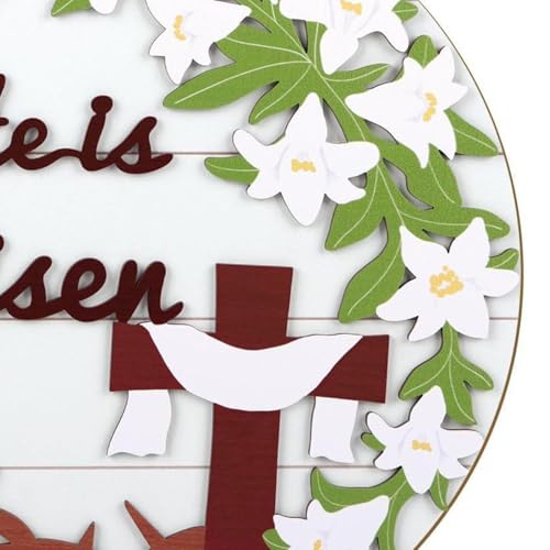 Letrero de bienvenida de Pascua en madera rústica para decorar colgar en la pared de casa 6