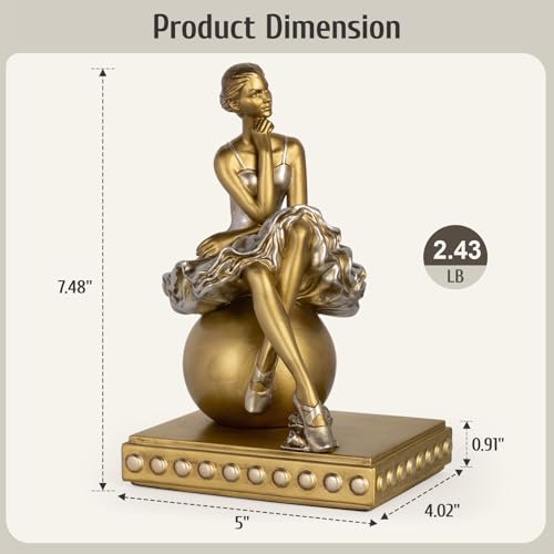 Figura de bailarina sentada en resina para decoración miniatura 7