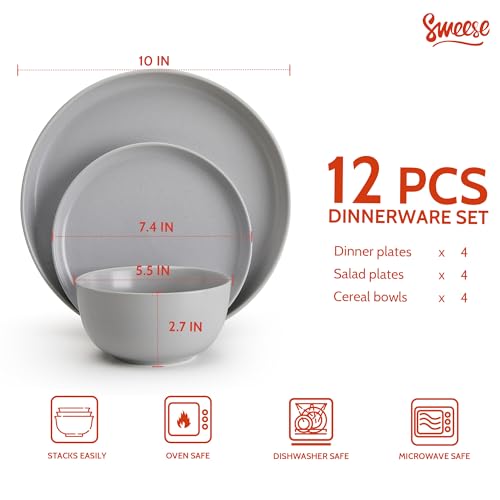 Save 56% on Sweese 12-Piece Porcelain Dinnerware Set for 4 - Image 2