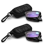 KOOSUFA Faltbare Lesebrille Herren Damen Anti Blaulicht TR90 Zusammenklappbar Leicht Lesehilfe Anti Müdigkeit Vollrandbrille Schwarz mit Etui 1.0 1.5 2.0 2.5 3.0 3.5 4.0 (2x Schwarz, 2.5)