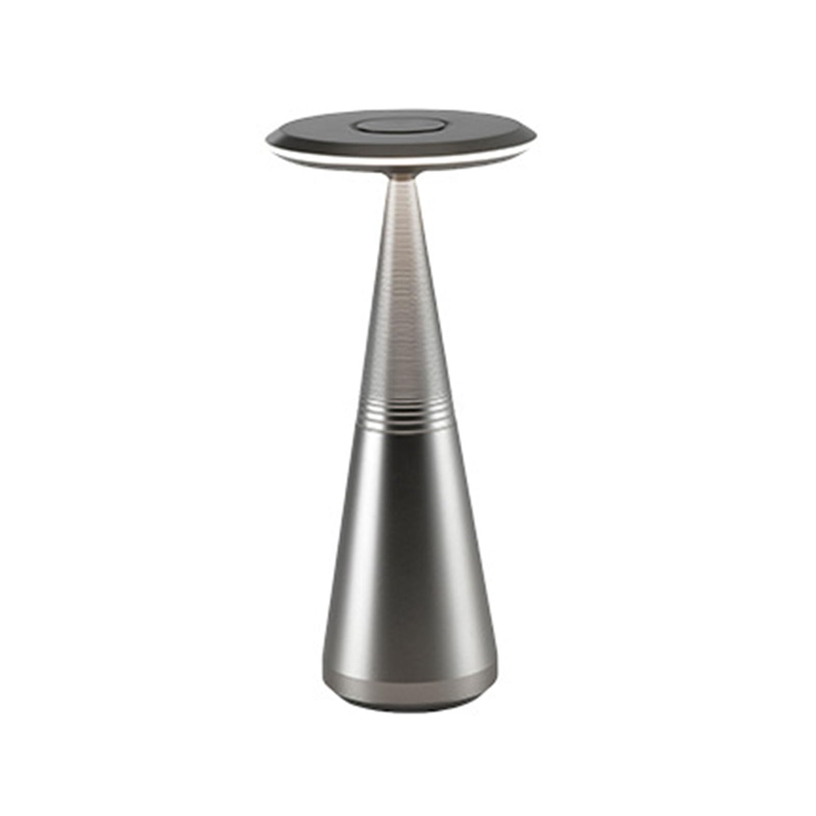 LAI HO Touch Control Dimmable Table Lamp,Metal LED Battery Operated Portable Light, 3 Colour Stepless Dimming,Cordless Lamp for Restaurant Couple Dinner Bedroom Bar KTV (Silvery)