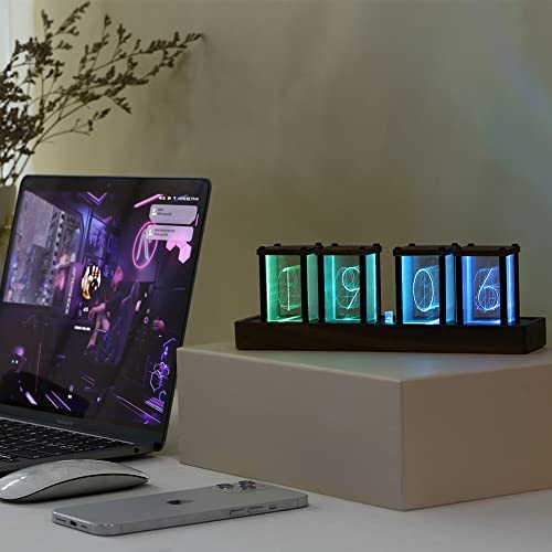 Adventurers Nixie Tube Clock , Digital Tube Desk Clock, Retro Modern Wooden Clock, Led Digital Clock, Full Color Custom Rgb And 12/24H Display, The To Decorate The Room (4 Numbers) #TOP3